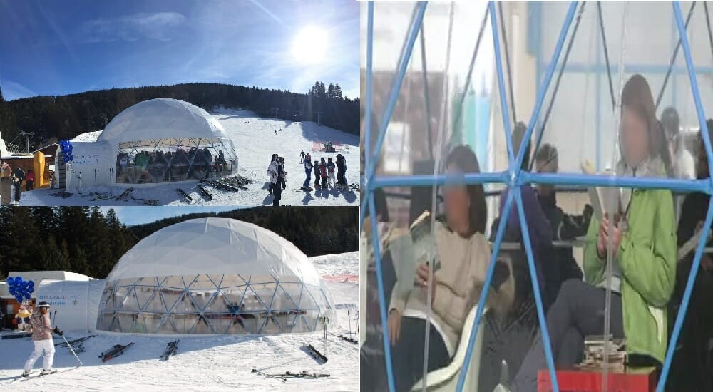 Le immagini dell’igloo-biblioteca sulla pista da sci