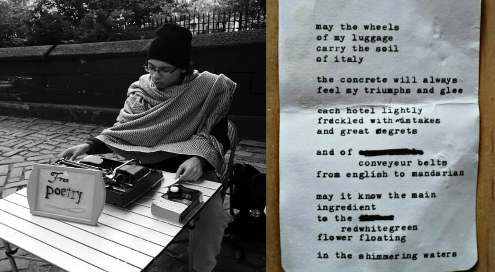 New York, la storia del poeta di strada che dedica versi ai passanti