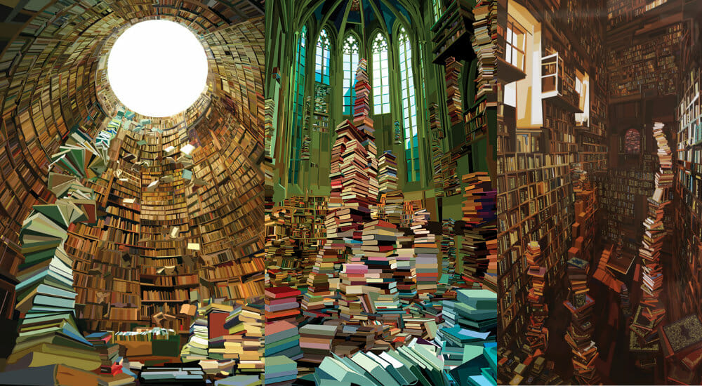 Bookpaintings pierpaolo rovero libri librerie