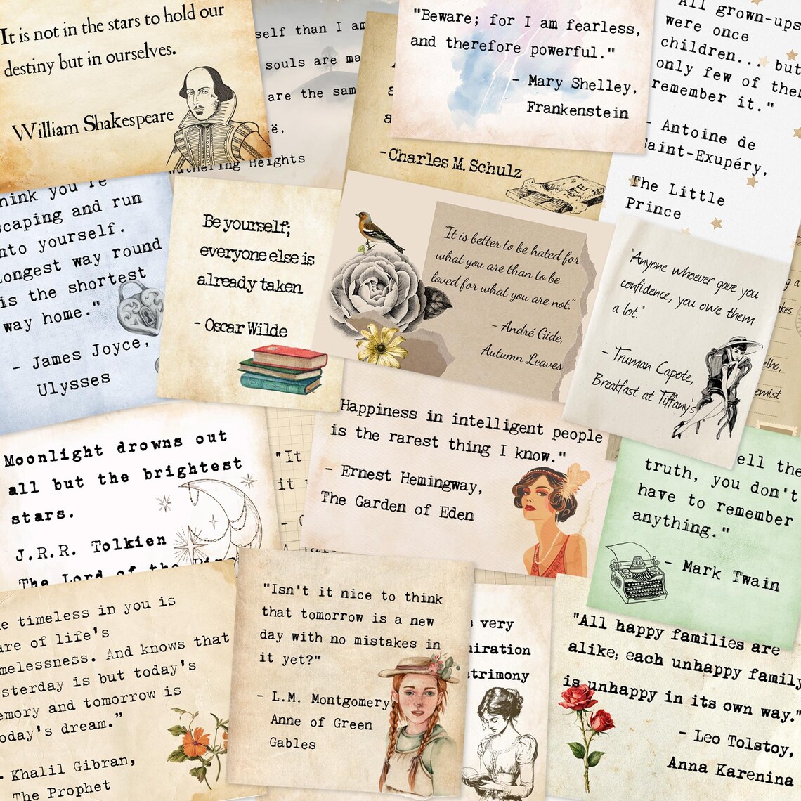 adesivi letterari con citazioni