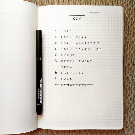 bullet journal key
