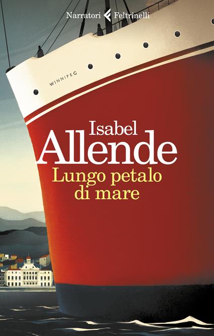 Copertina del libro Lungo petalo di mare di Isabel Allende, una delle saghe familiari pubblicate negli ultimi anni