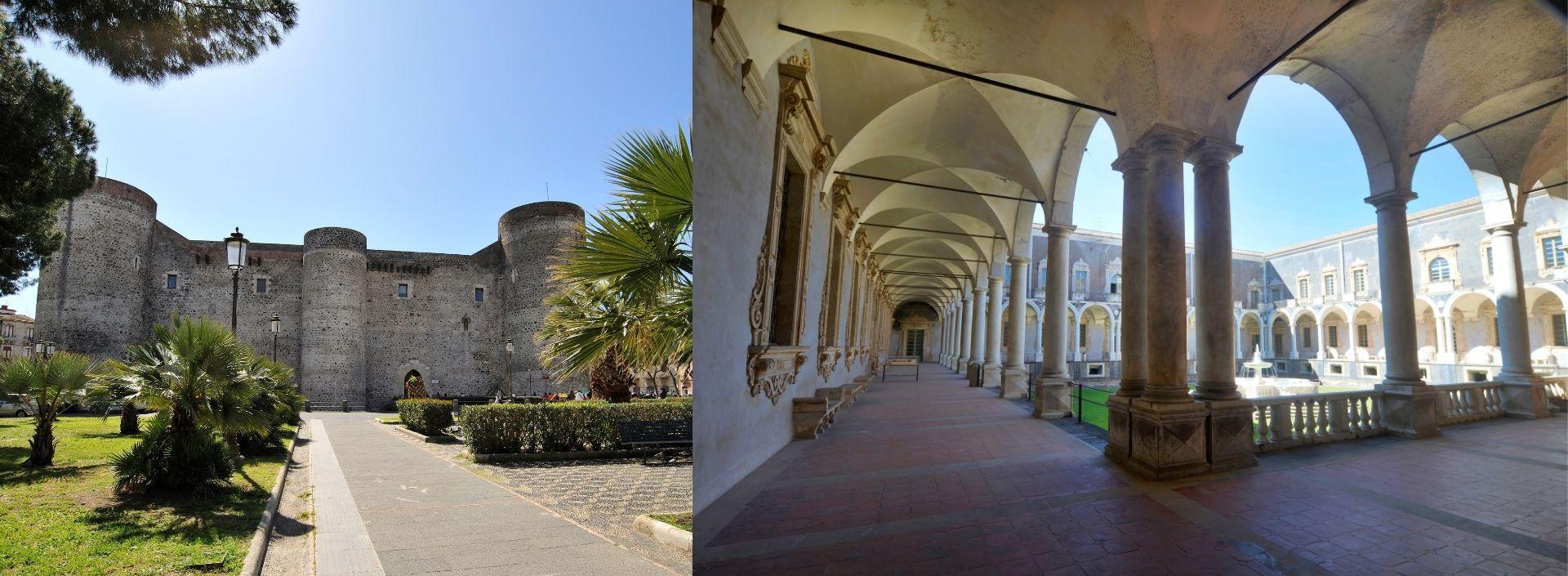 Veduta del Castello Ursino di Catania e del Monastero di San Nicolò l'Arena