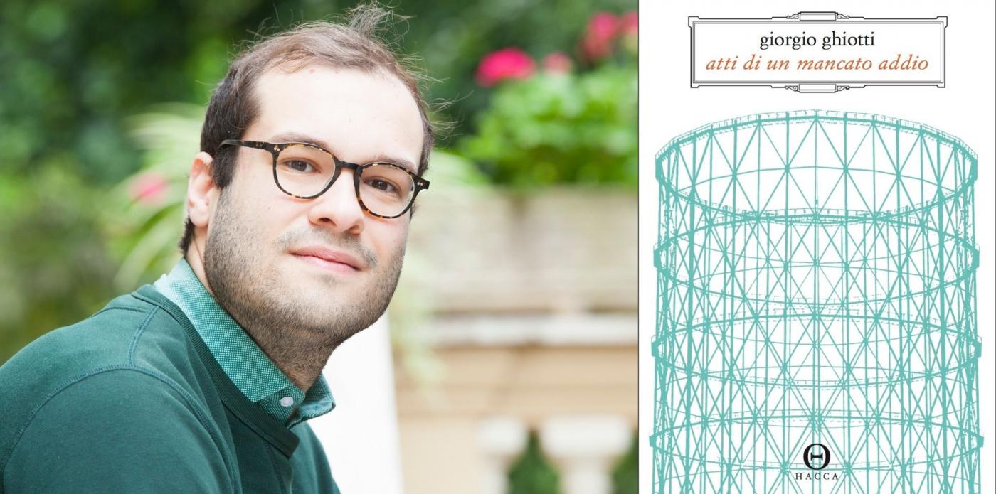 Copertina del libro Atti di un mancato addio e foto del suo autore, Giorgio Ghiotti