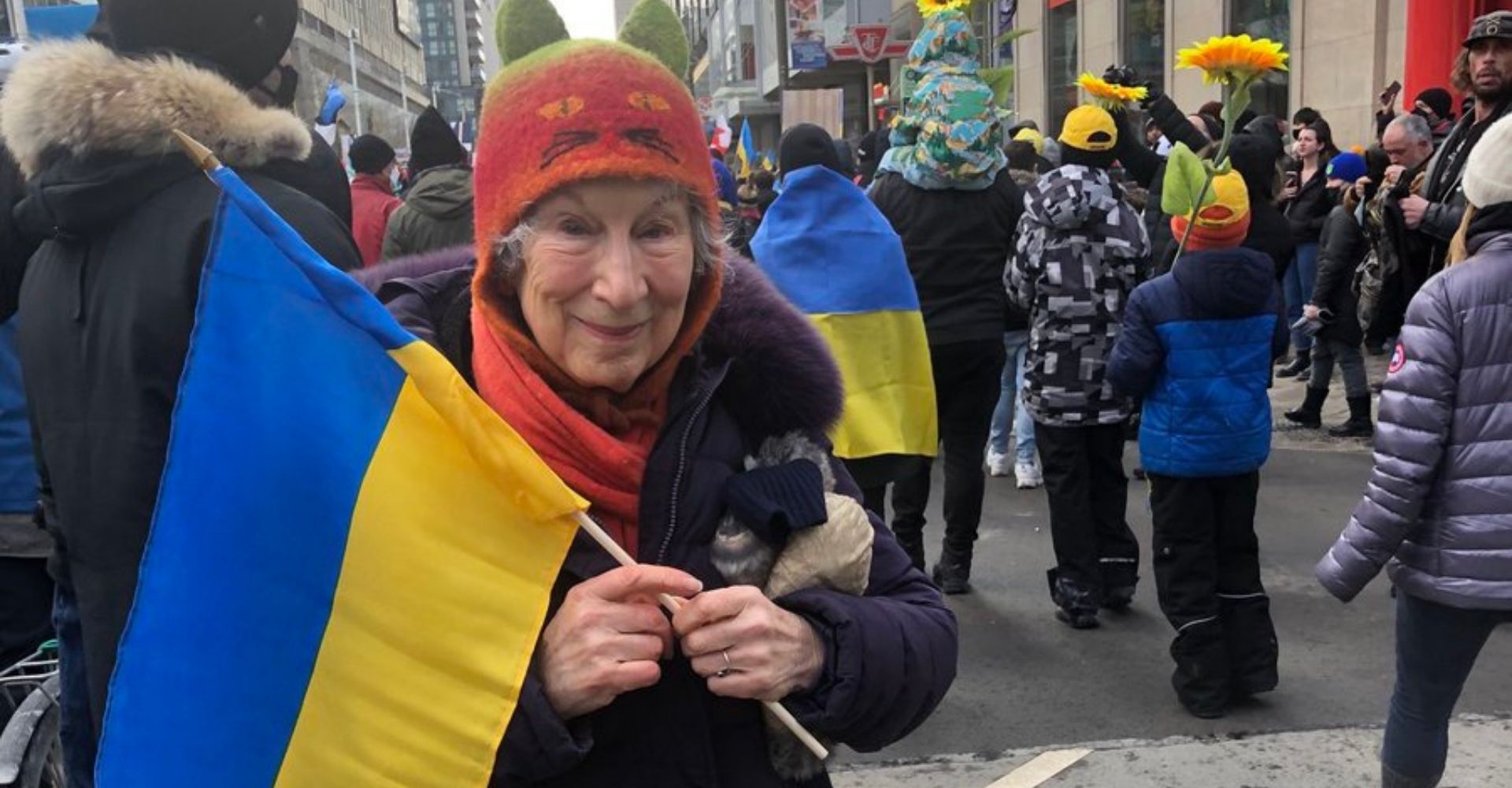 Margaret E. Atwood manifestazione pro Ucraina Toronto 27 febbraio 2022