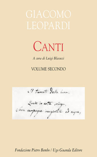 Copertina del secondo volume di Canti di Giacomo Leopardi
