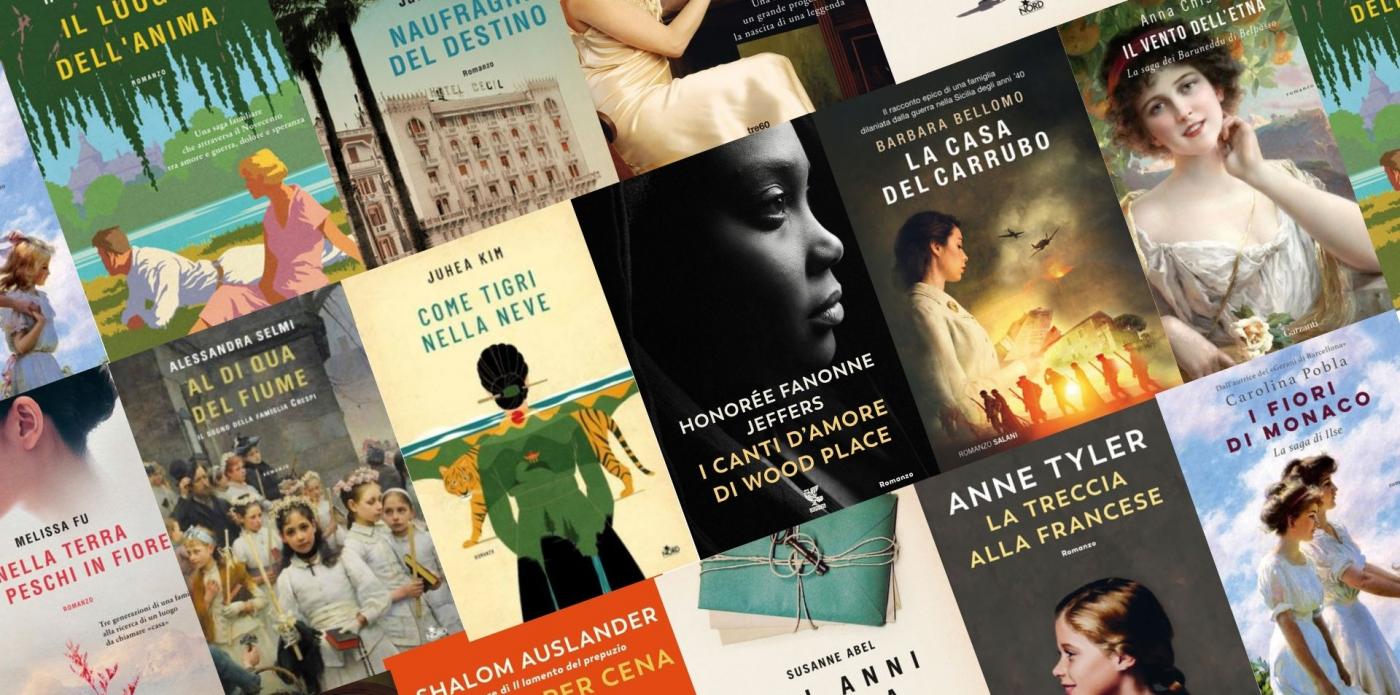 Collage con le copertine di alcune delle saghe familiari in uscita in libreria nel 2022