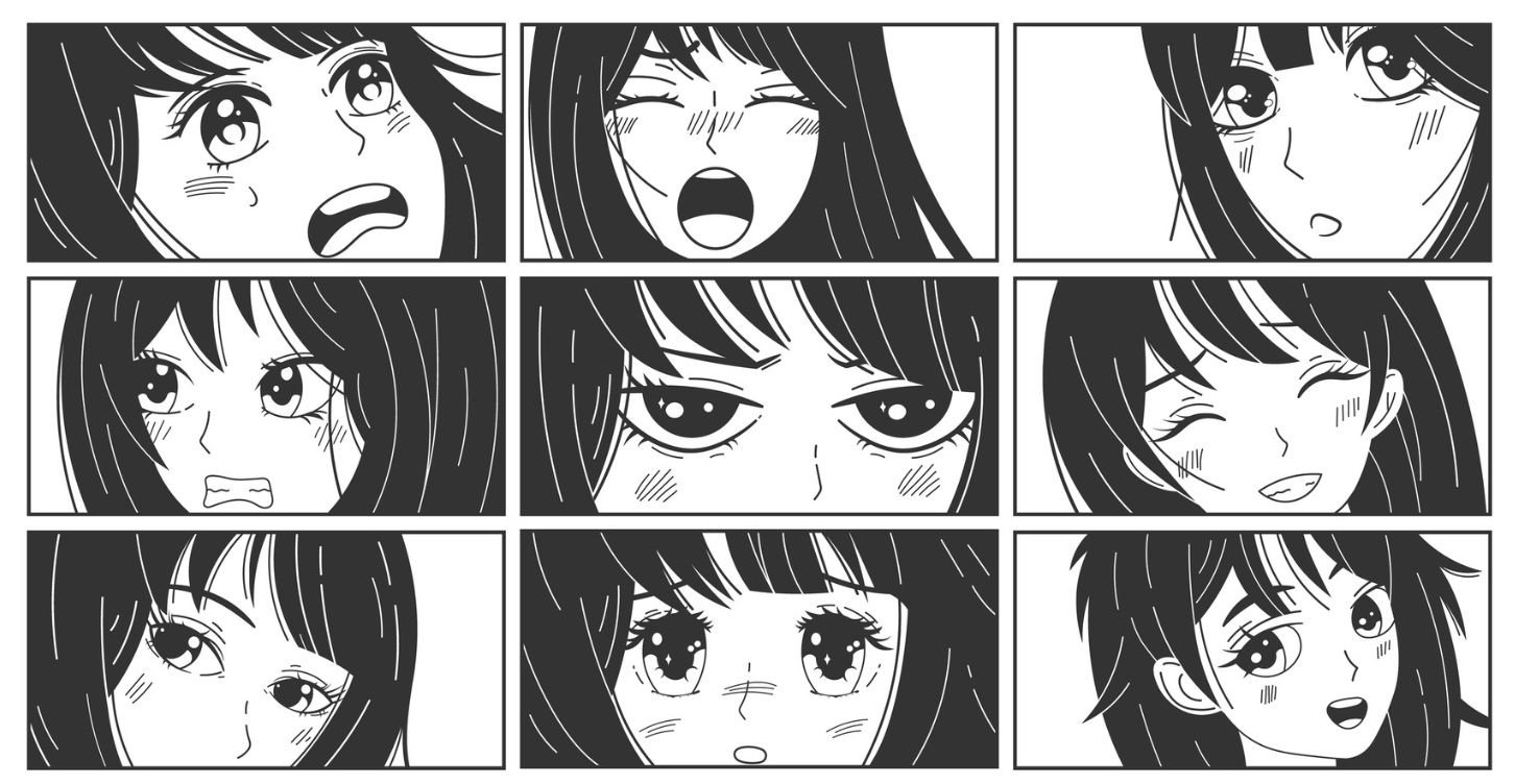 Una sequenza di scene tratte da un manga