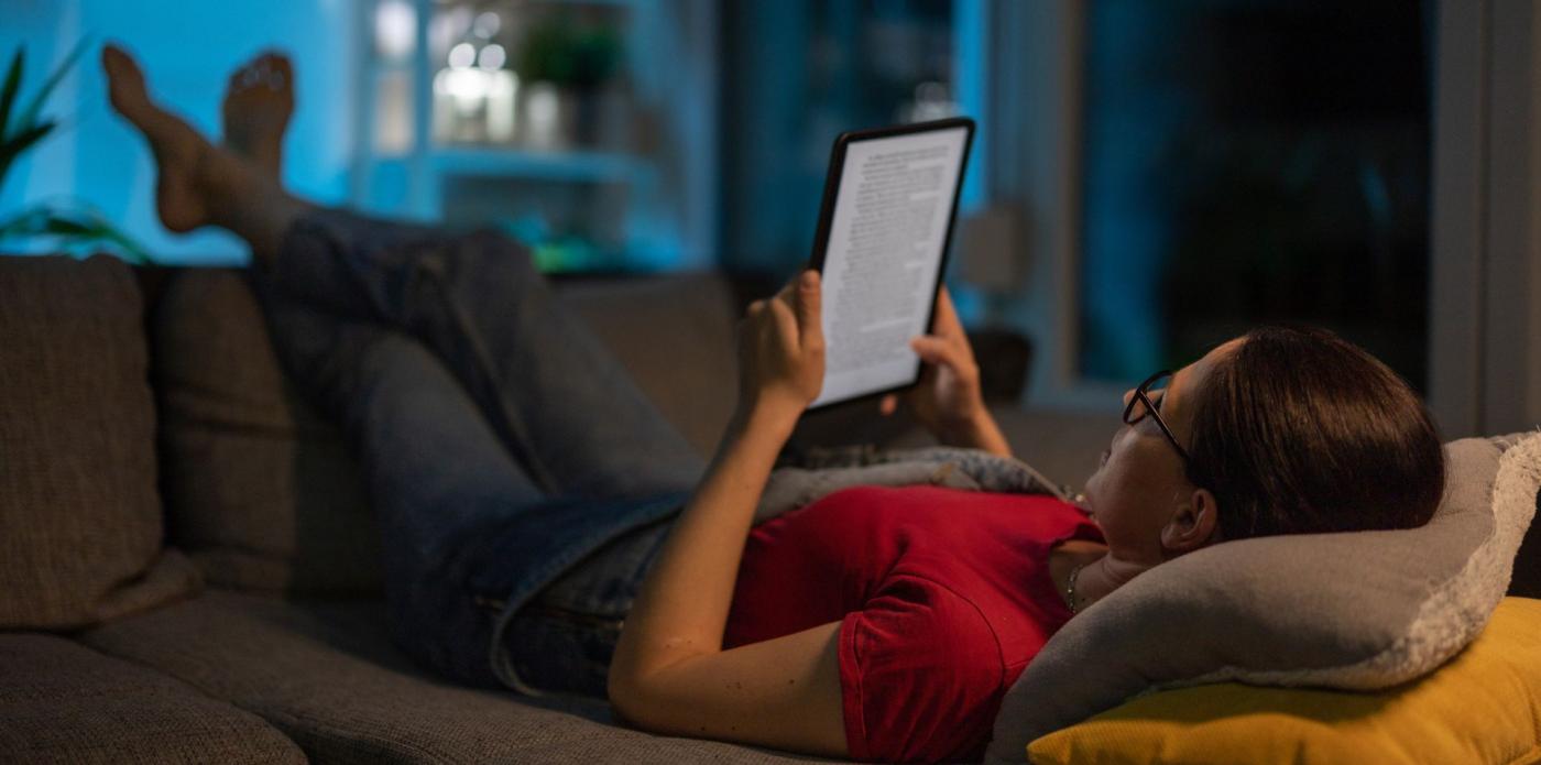 lettrice leggere ebook lettura libro libri ebook e-book casa divano donna adulta