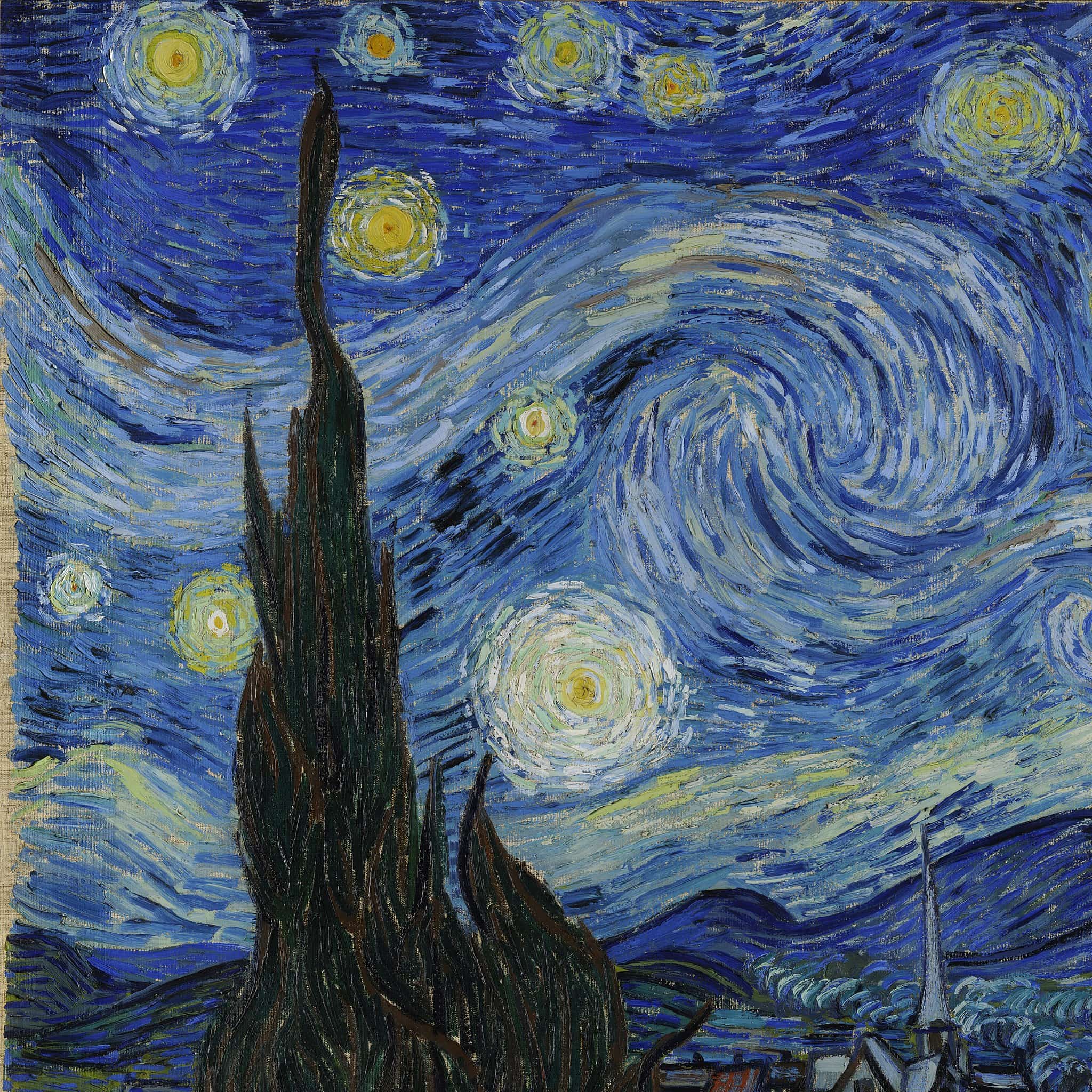 "Notte stellata", Vincent Van Gogh (tecnica oleografia su tela, 1889, Museum of Modern Art di New York)