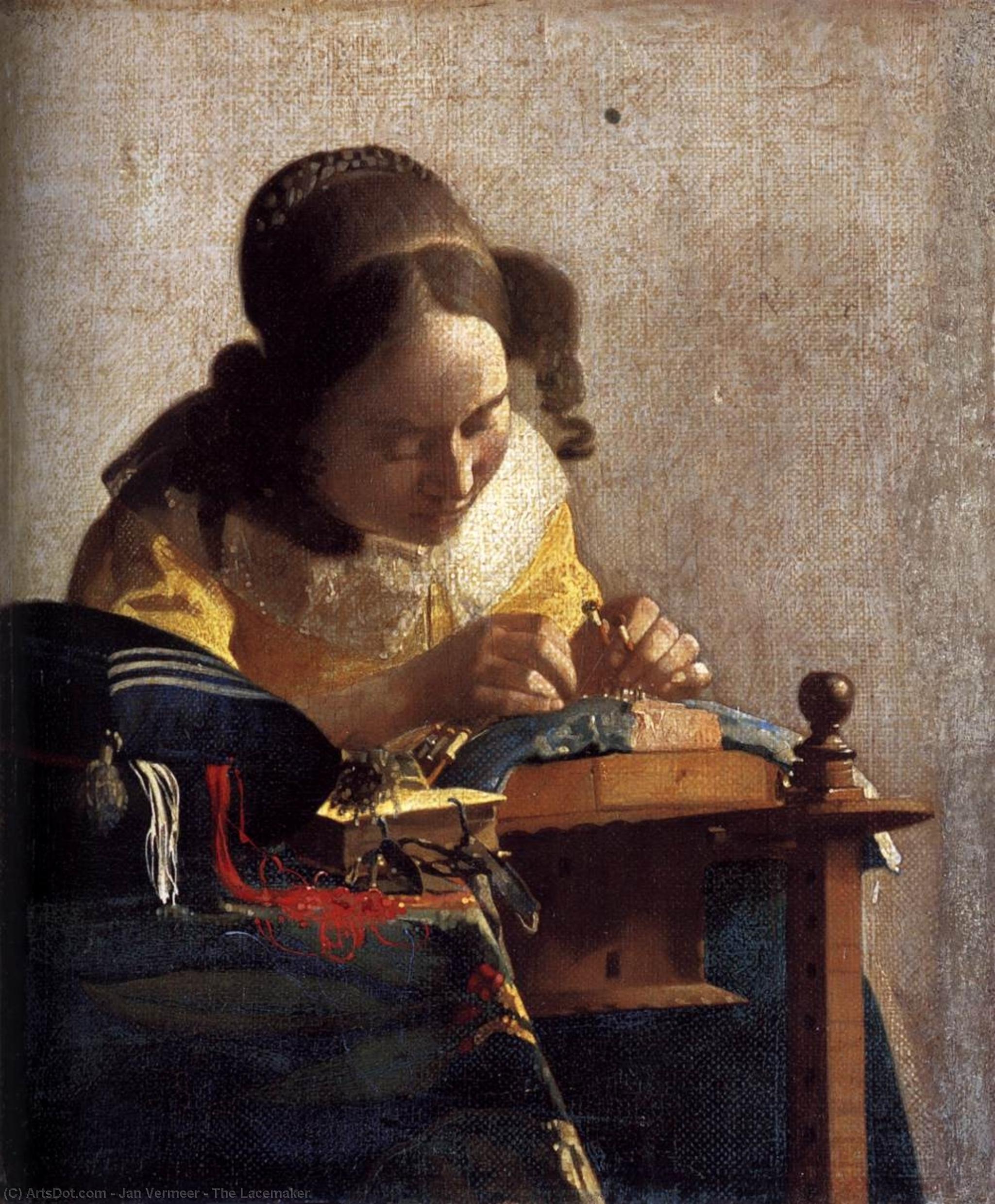 "La merlettaia", Jan Vermeer (olio su tela riportata su tavola, 1669 circa, Museo del Louvre di Parigi)