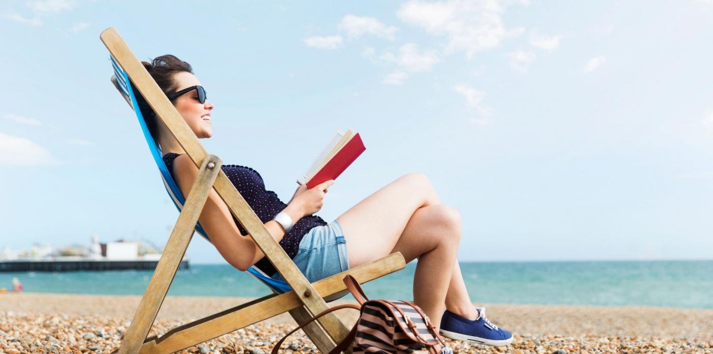 leggere, lettrice, ragazza, lettura, libro, mare, estate