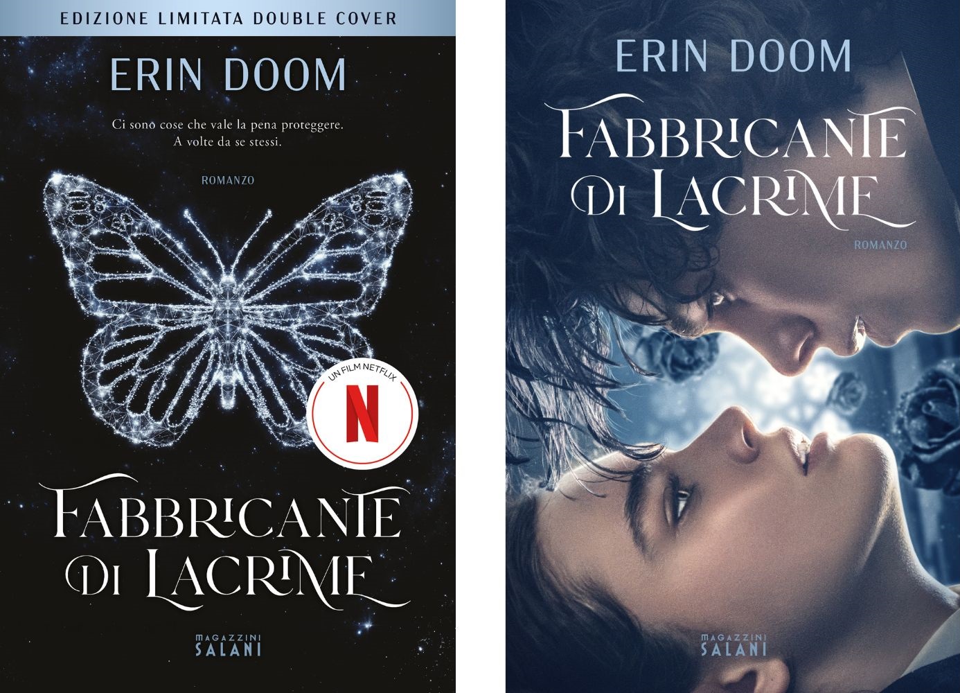 La nuova copertina double cover del libro Fabbricante di lacrime di Erin Doom