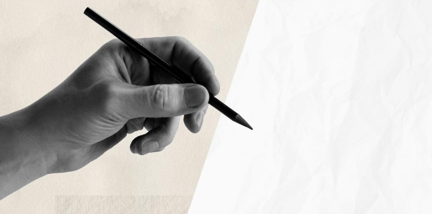 Un'illustrazione raffigurante una mano che tiene in mano una matita