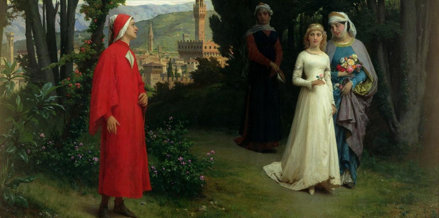Il quadro Primo incontro di Dante e Beatrice di Raffaele Giannetti