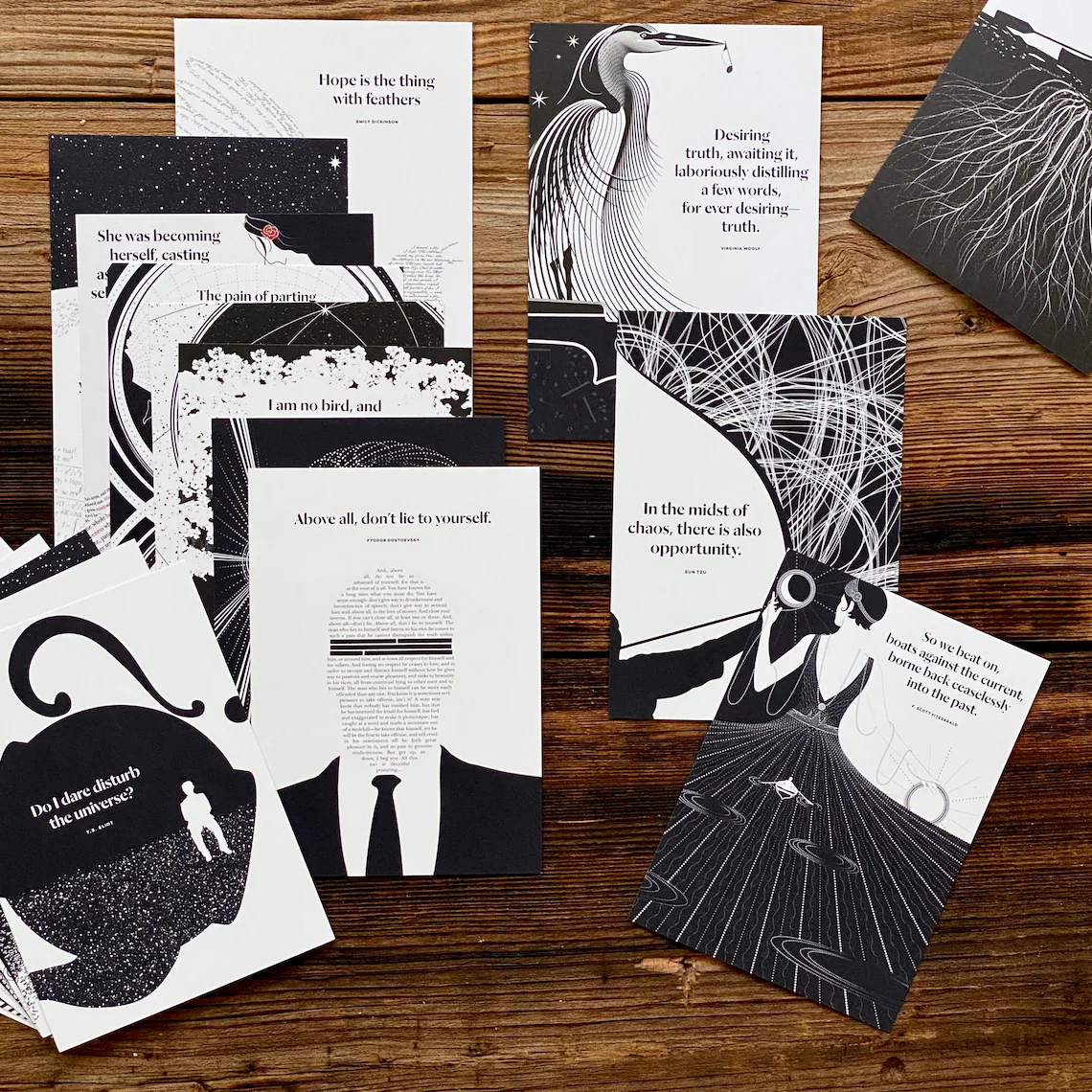 cartoline letterarie in bianco e nero