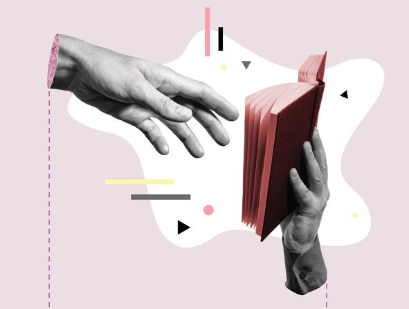 sito ilLibraio.it (nell'immagine un collage di due mani che tengono in mano un libro)