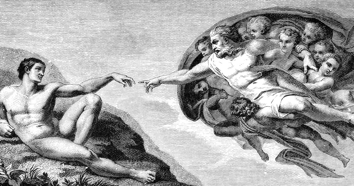 Genesi Michelangelo la creazione di uomo dal soffitto della Cappella Sistina