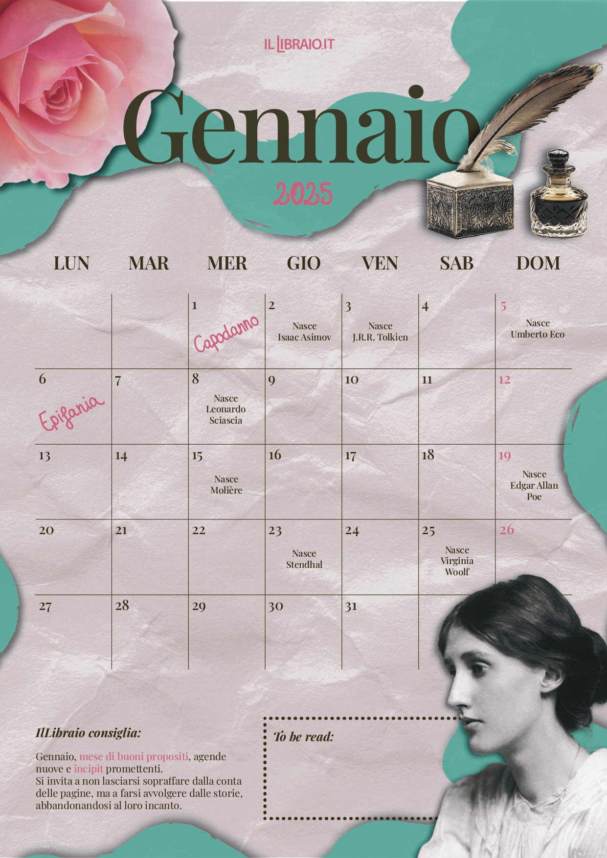 Gennaio - Calendario 2025 di chi ama leggere