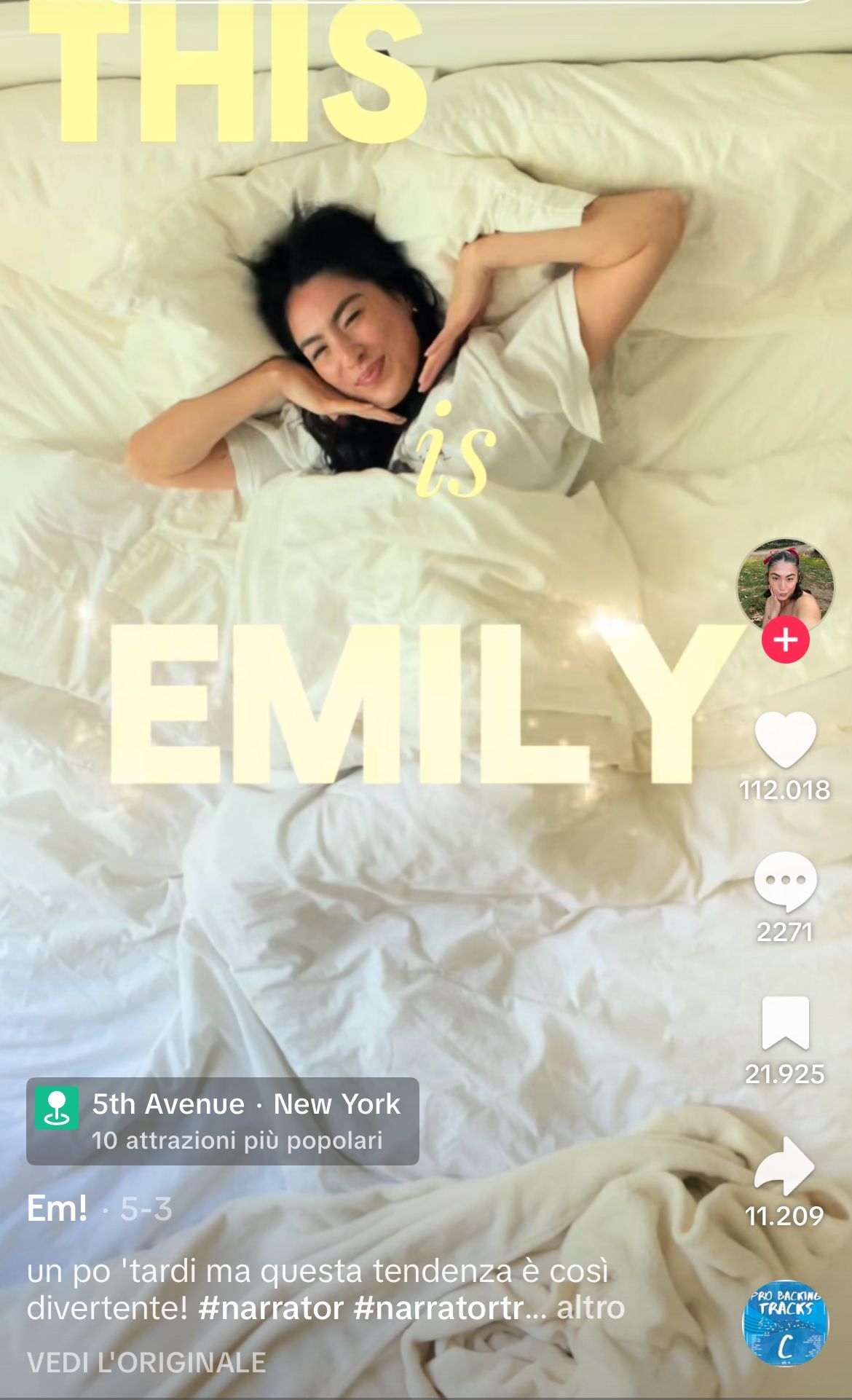 Screenshot di un video TikTok in cui viene utilizzato il voice over del #narratortrend