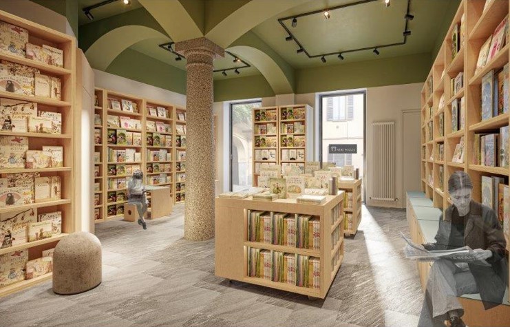 libreria Il Trittico render