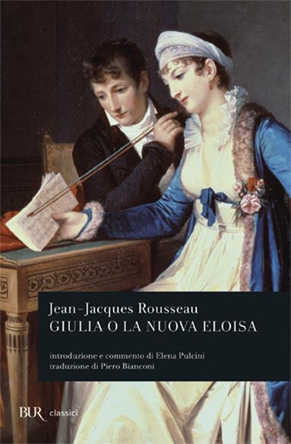 Copertina del libro Giulia o la nuova Eloisa di Jean-Jacques Rousseau, in cui viene sviluppato il primo di numerosi amori epistolari della letteratura moderna