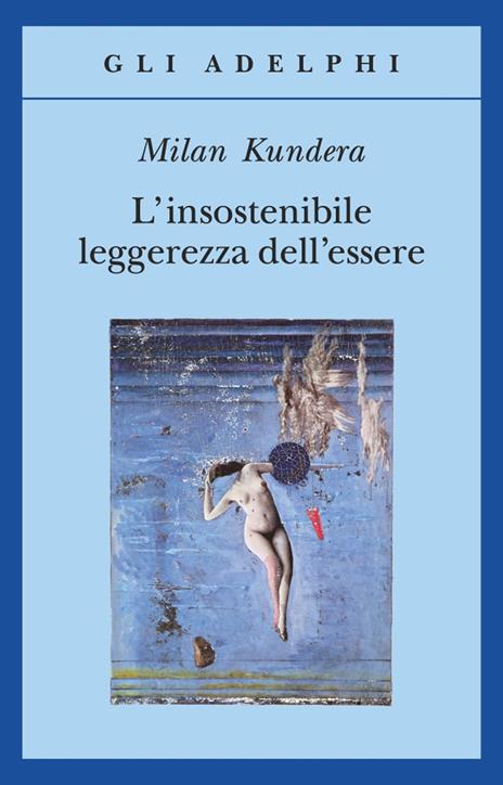 Copertina del libro L'insostenibile leggerezza dell'essere di Milan Kundera, uno dei più noti romanzi del '900 dedicati agli amori impossibili