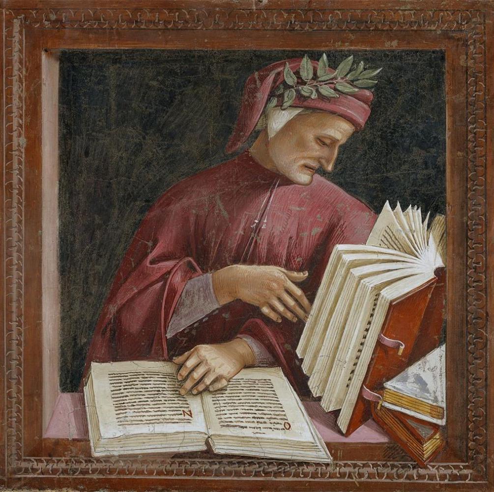 "Dante" (dettaglio), Luca Signorelli (1499-1502, affresco della cappella di San Brizio, nel Duomo di Orvieto)
