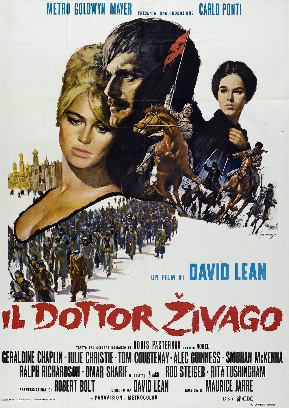 La locandina del film Il dottor Zivago di David Lean, tratta dal romanzo di Boris Pasternak