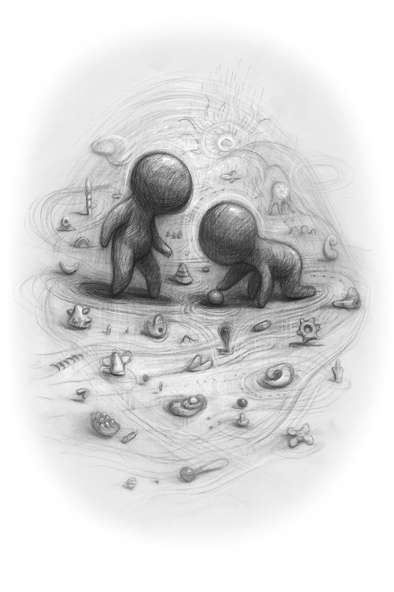 Un'illustrazione di Shaun Tan contenuta nel libro Gatta bianca cane nero di Kelly Link