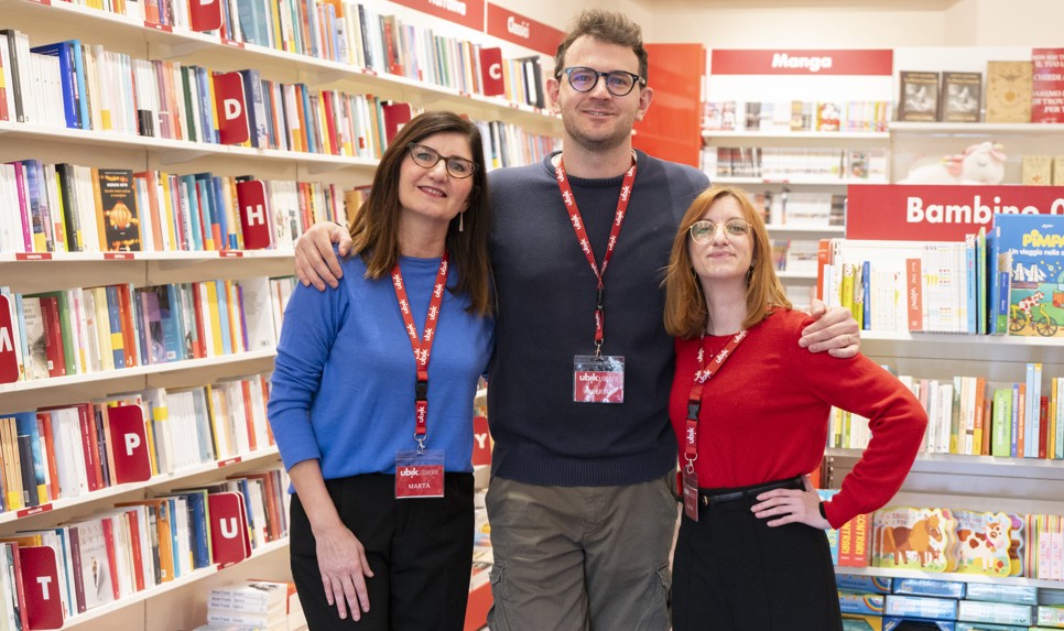 Marta, Alberto e Laura della nuova libreria Ubik di Vigevano (foto di Laura Marmonti)