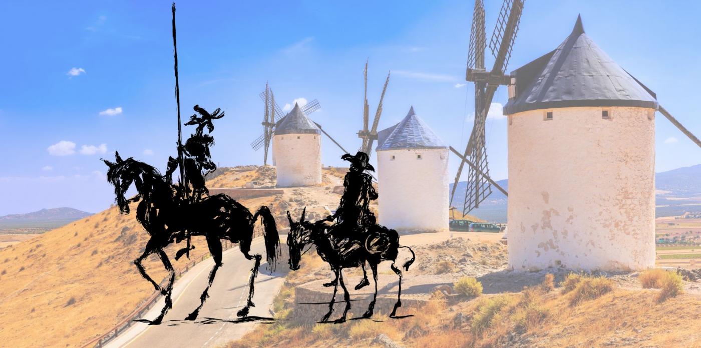 I mulini a vento di Consuegra, in provincia di Toledo, che ricordano quelli presenti nel romanzo 