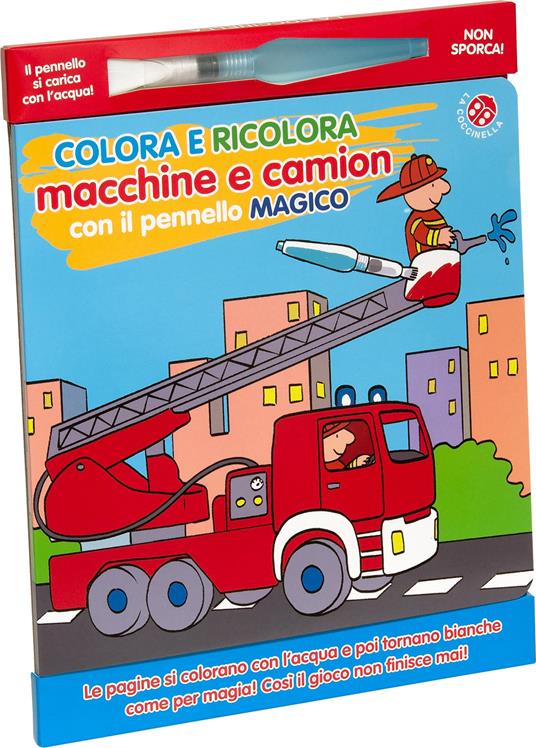 Colora e ricolora macchine e camion con il pennello magico di Agnese Gomboli, libri per bambini 2026