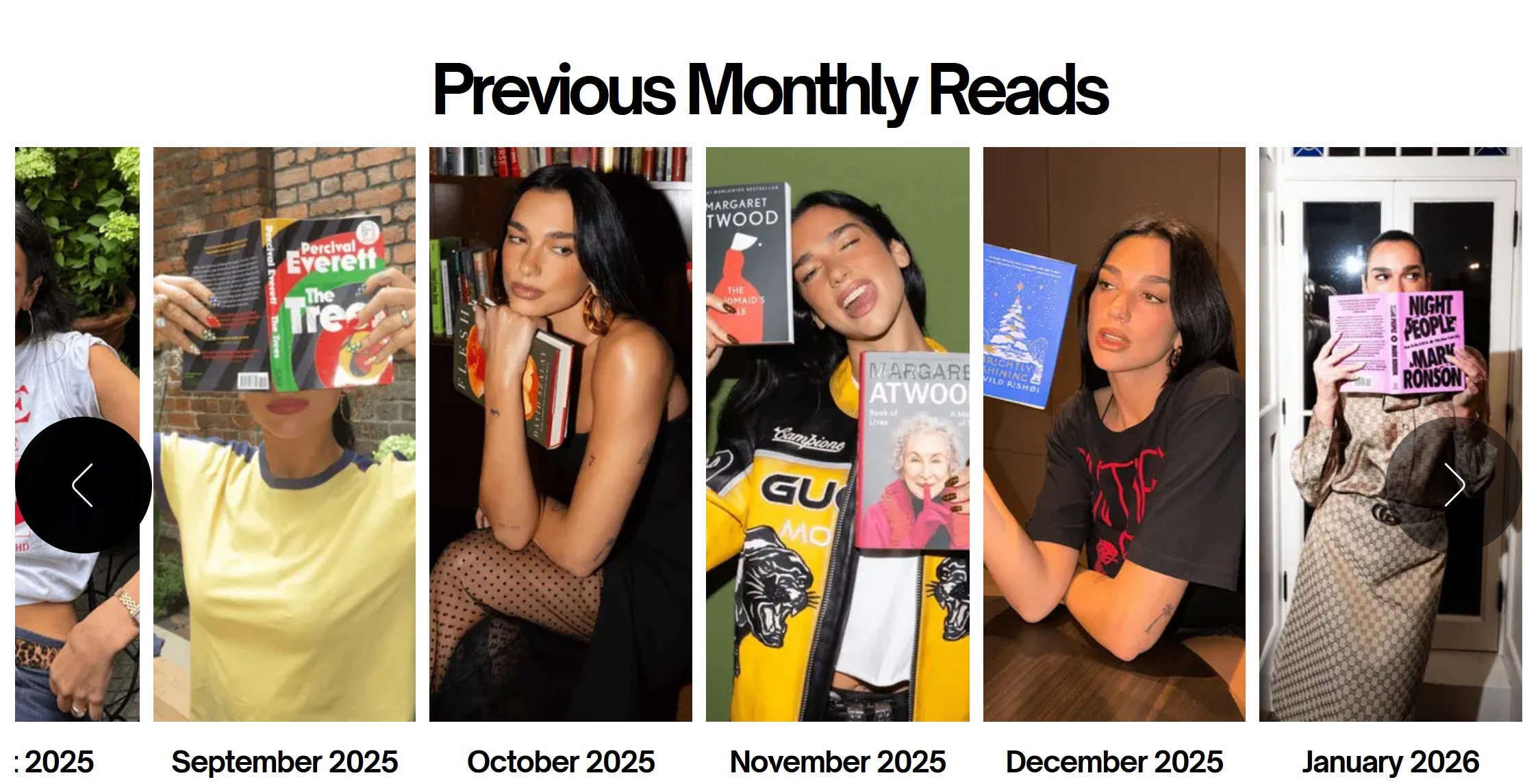 Alcuni dei libri protagonisti del bookclub di Dua Lipa