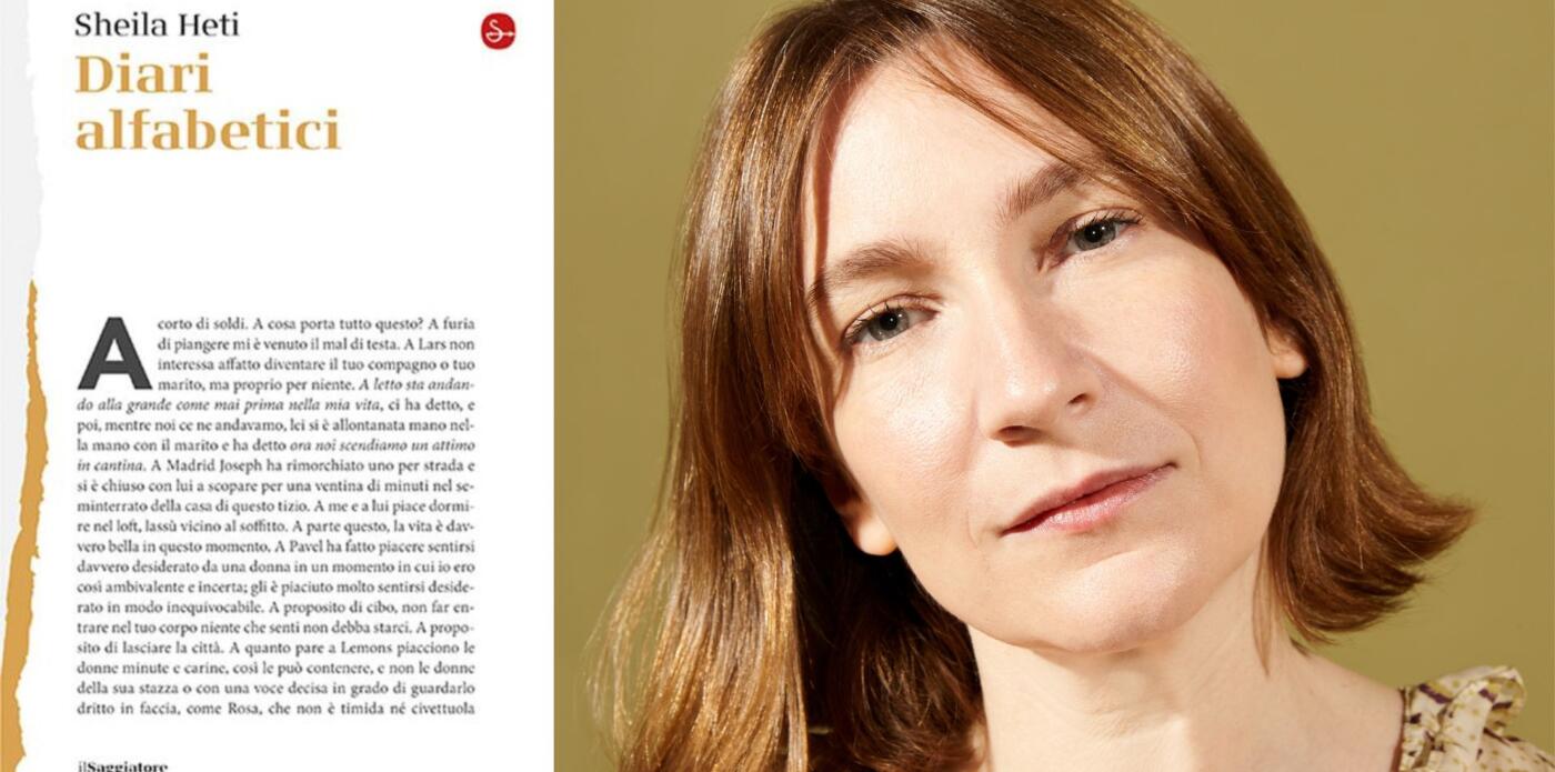 La copertina del libro Diari alfabetici e un primo piano della sua autrice, Sheila Heti