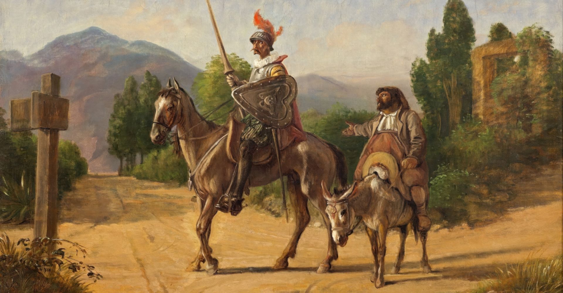Il quadro Don Chisciotte e Sancho Panza a un bivio di Wilhelm Marstrand