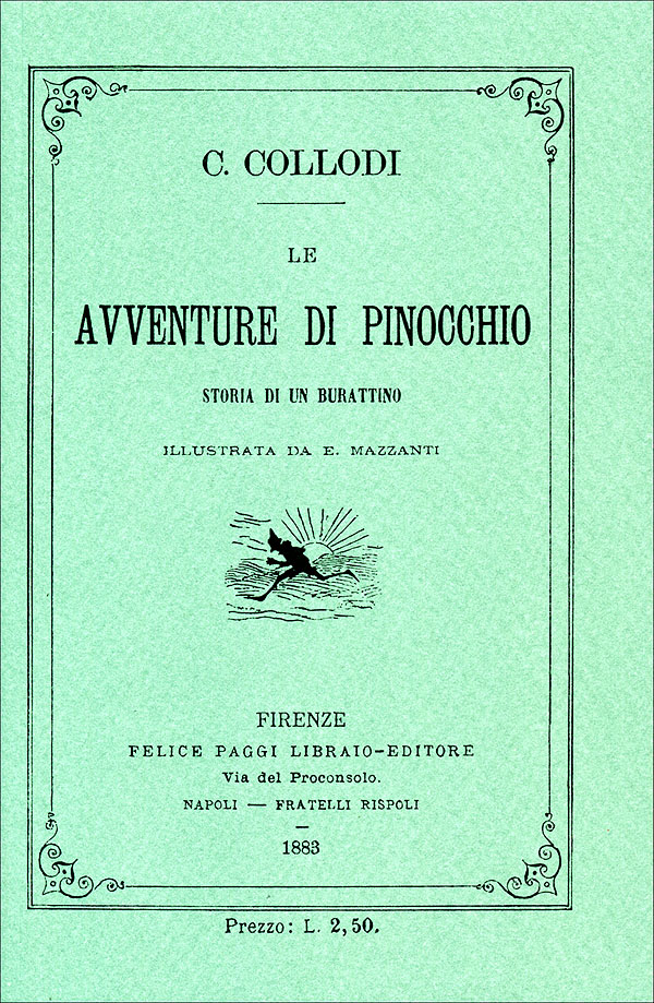 La copertina dell'edizione 1883 de Le avventure di Pinocchio