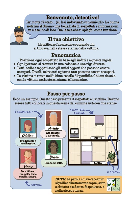 Una pagina di Murdoku, con le istruzioni per giocare
