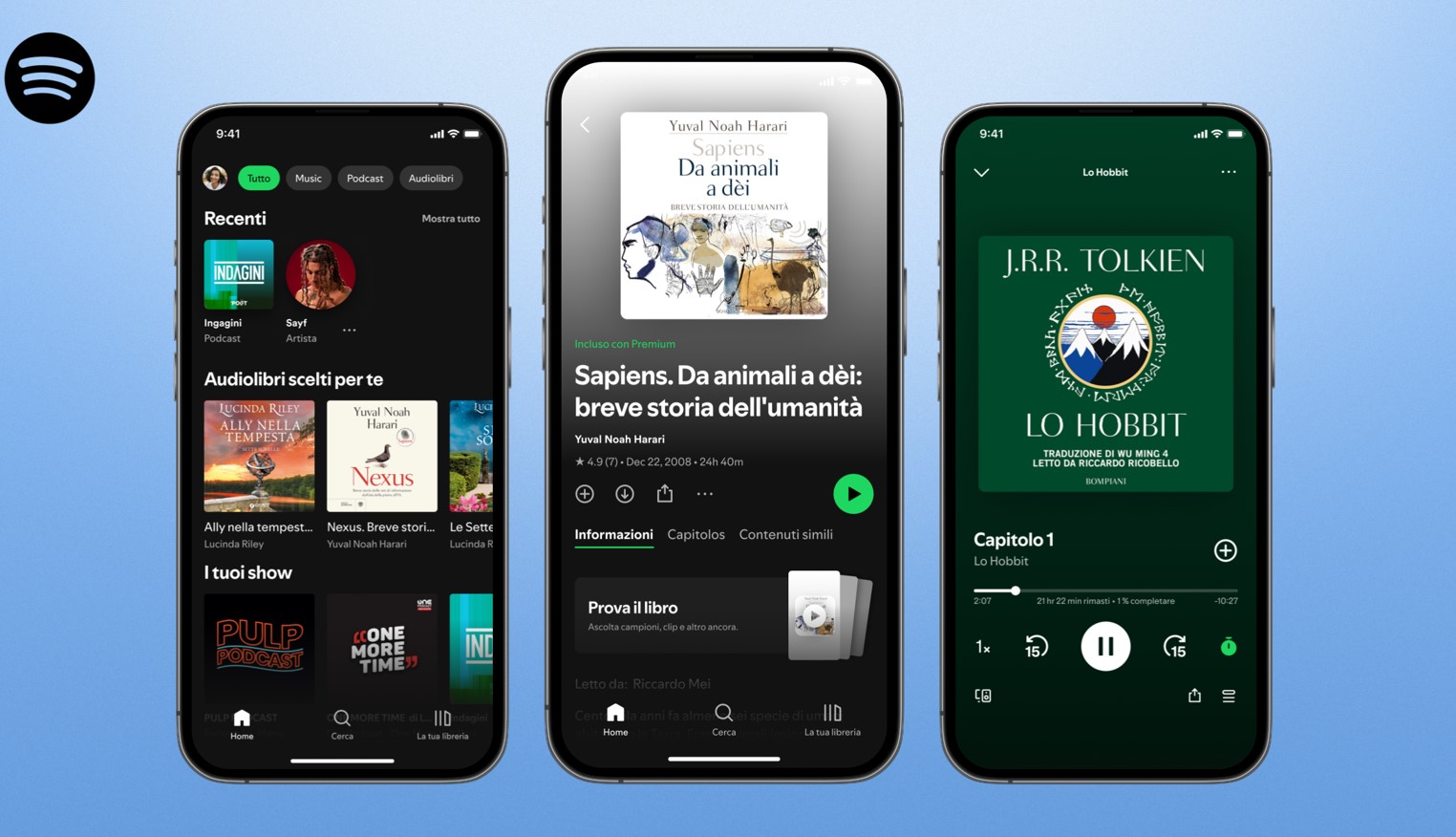Su Spotify arrivano gli audiolibri in italiano