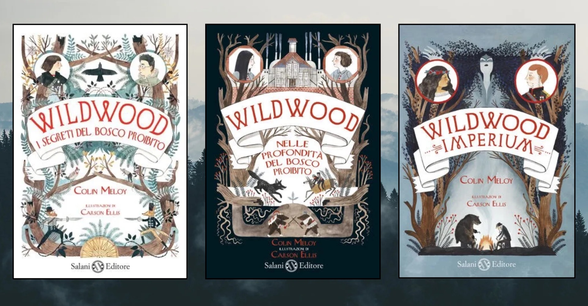Le Cronache di Wildwood di Colin Meloy e Carson Ellis, le copertine delle vecchie edizioni